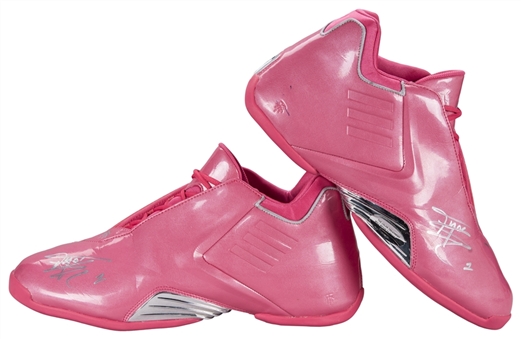 2015 Tracy McGrady Signed Adidas T-Mac 3 Pink Sneakers (JSA)
